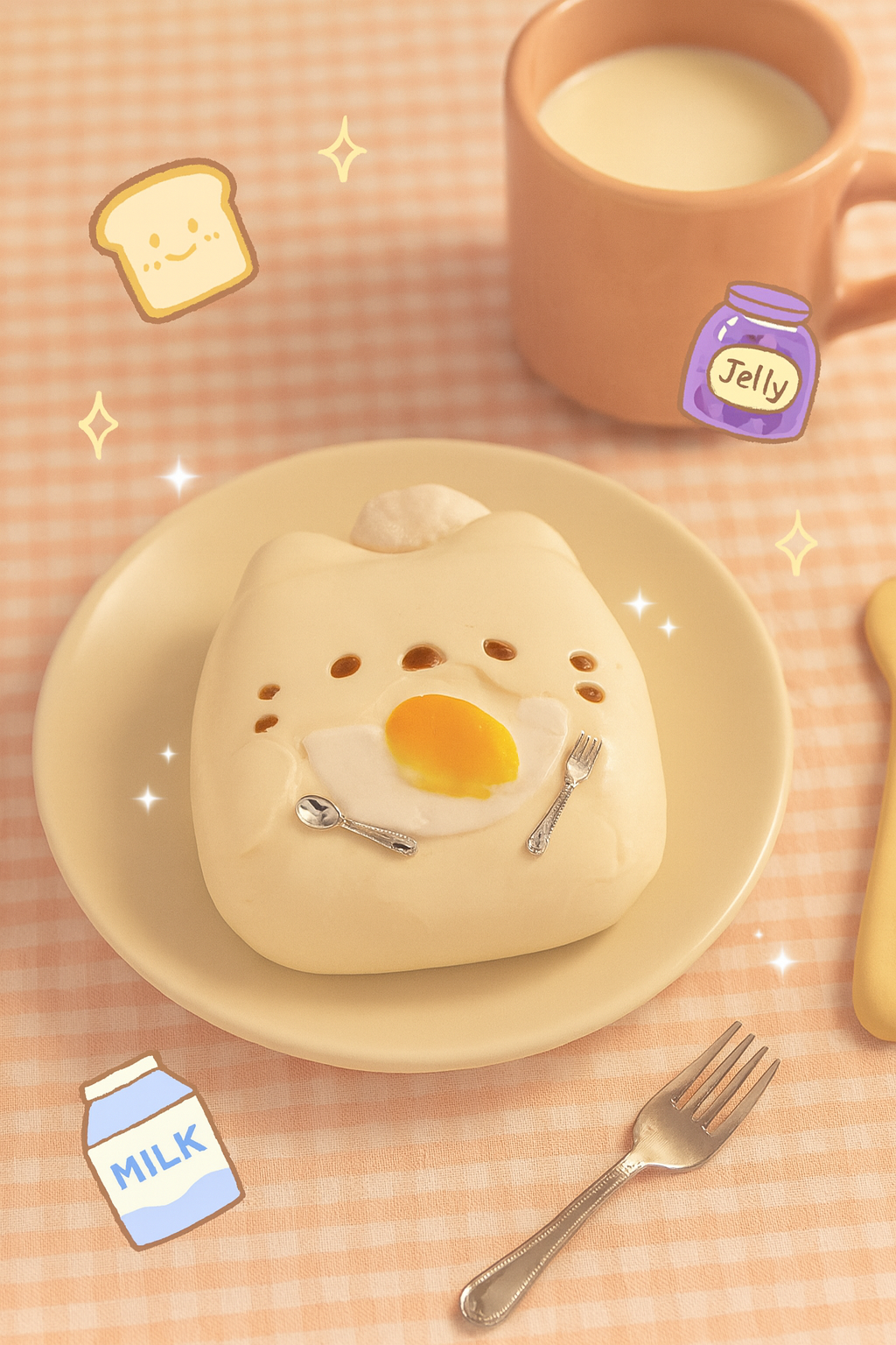 Kawaii Breakfast Cat Taba Squishy